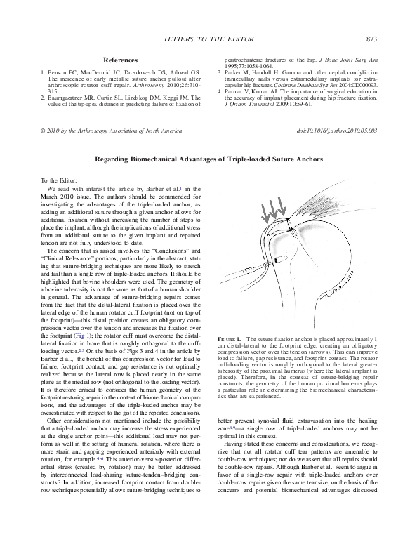 (PDF) Regarding Biomechanical Advantages of Triple-loaded Suture Anchors