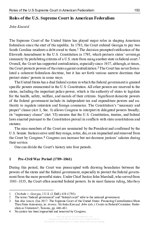 (PDF) Roles of the U S Supreme Court in American Federalism (PDF) Roles of the U S Supreme Court in American Federalism