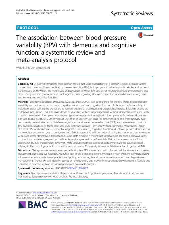 (PDF) The association between blood pressure variability (BPV) with ...