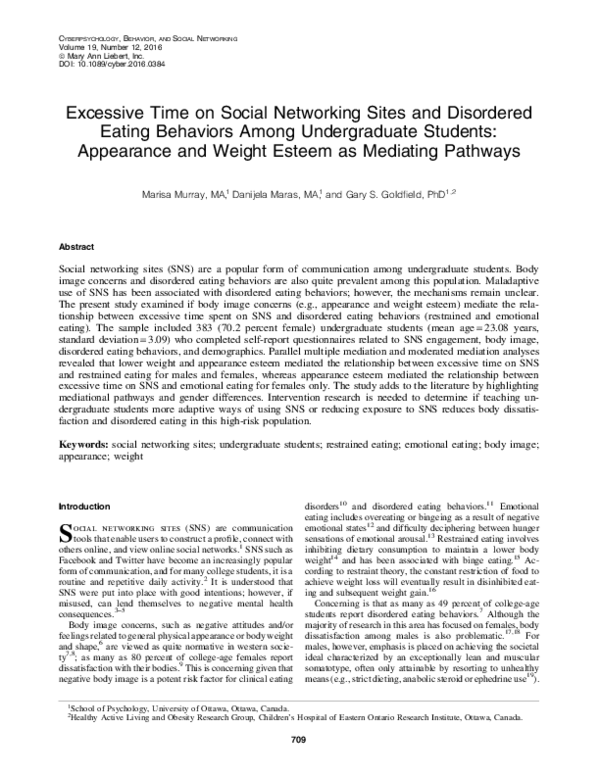 (PDF) Excessive Time on Social Networking Sites and Disordered Eating ...