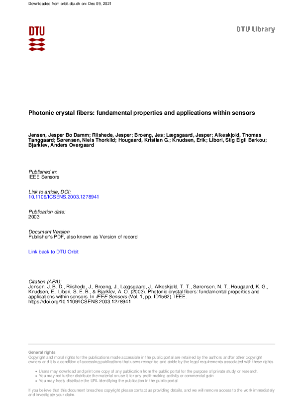 (PDF) Fabrication of photonic crystal fibers