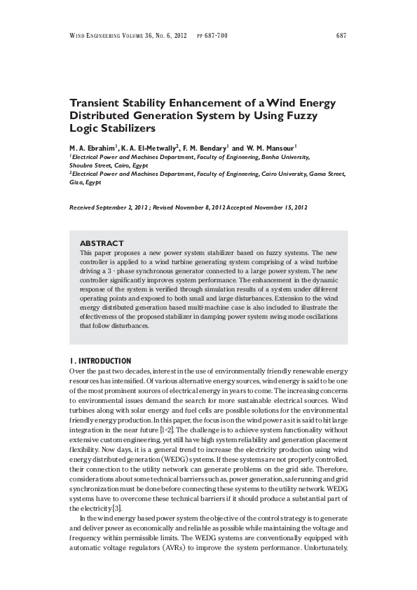 (PDF) Transient stability enhancement of wind energy system using fuzzy ...