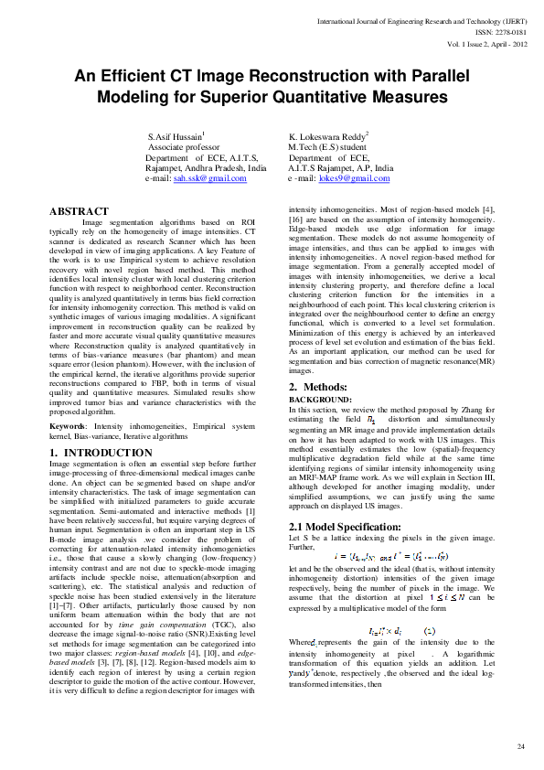 (PDF) An Efficient CT Image Reconstruction with Parallel Modeling for ...