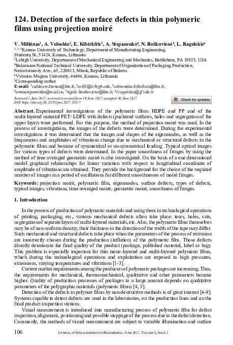 (PDF) Detection of the surface defects in thin polymeric films using ...