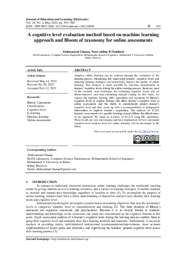 (PDF) A cognitive level evaluation method based on machine learning ...