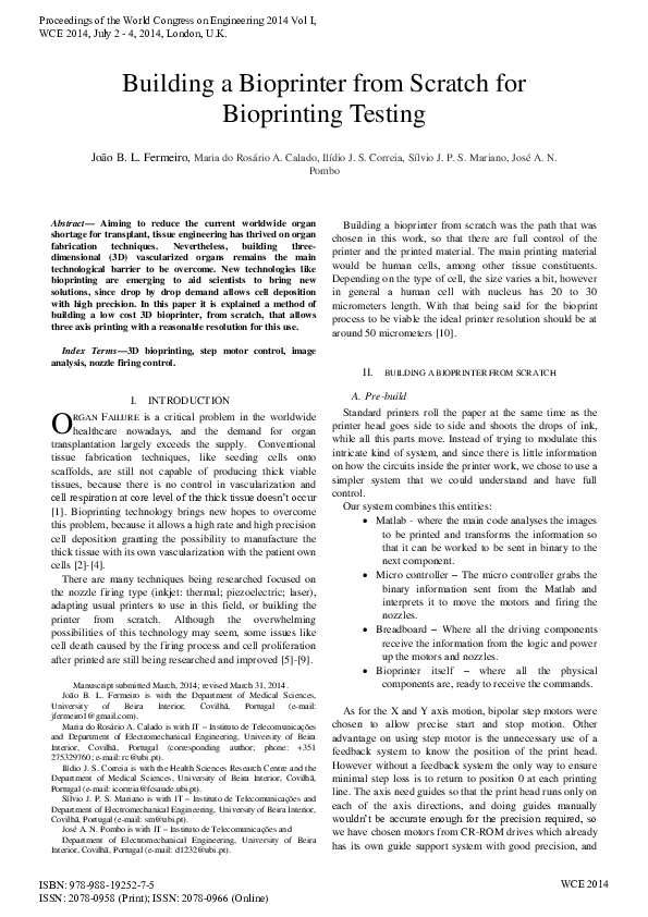 (PDF) “Building a bioprinter from scratch for bioprinting testing”