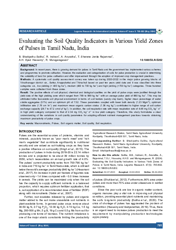 (PDF) Evaluating the Soil Quality Indicators in Various Yield Zones of ...