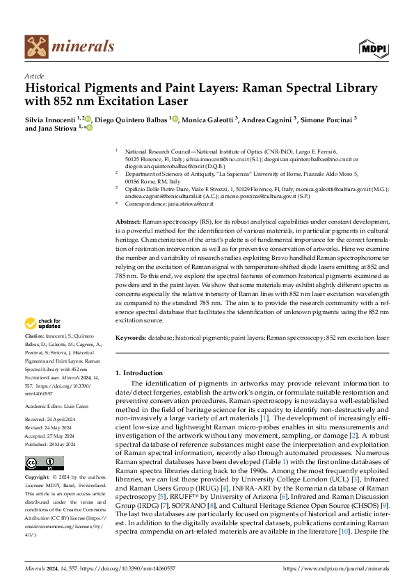 (PDF) Historical Pigments and Paint Layers: Raman Spectral Library with ...
