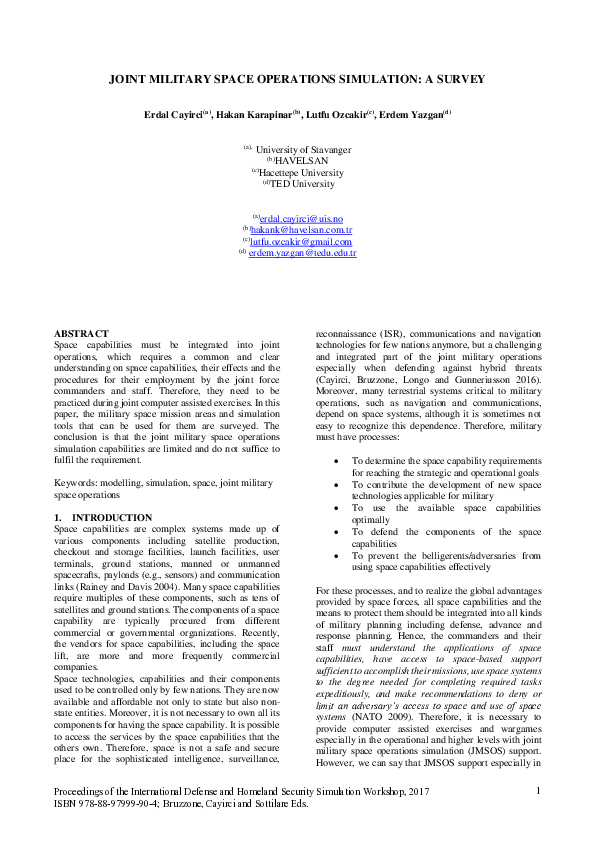 (PDF) Joint military space operations simulation as a service