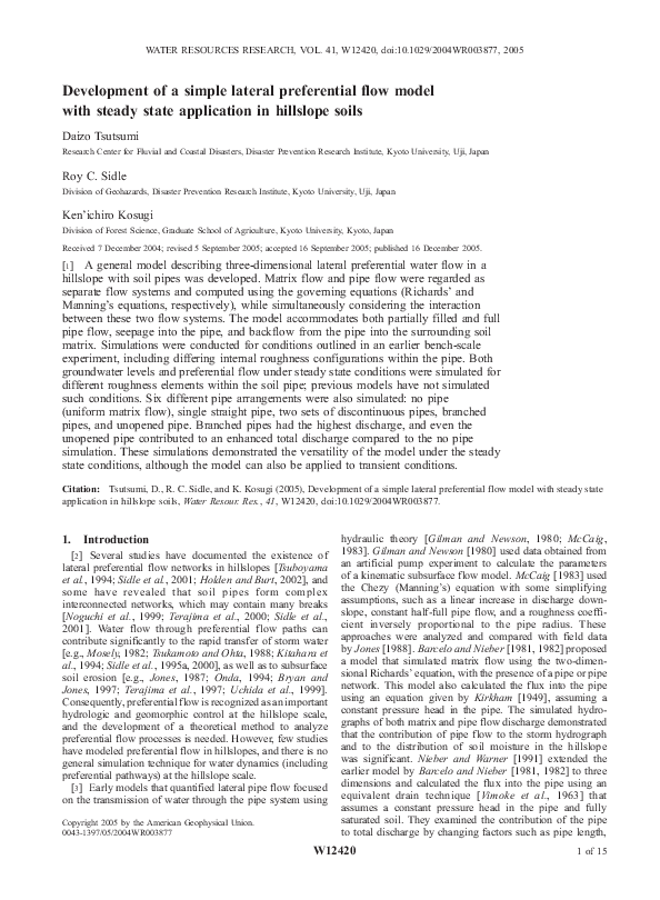 (PDF) Development of a simple lateral preferential flow model with ...
