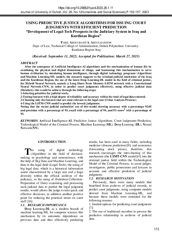 (PDF) Using Predictive Justice Algorithms for Issuing Court Judgments ...