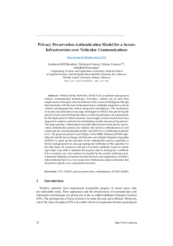 (PDF) Privacy Preservation Authentication Model for a Secure ...