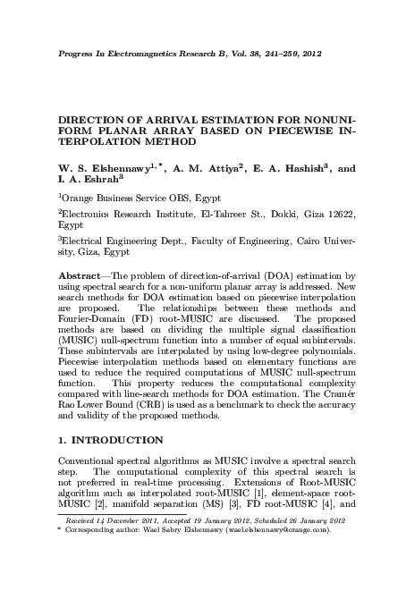 (PDF) Direction of Arrival Estimation for Nonuniform Planar Array Based ...