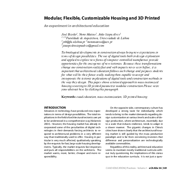(PDF) Modular, Flexible, Customizable Housing and 3D Printed - An ...