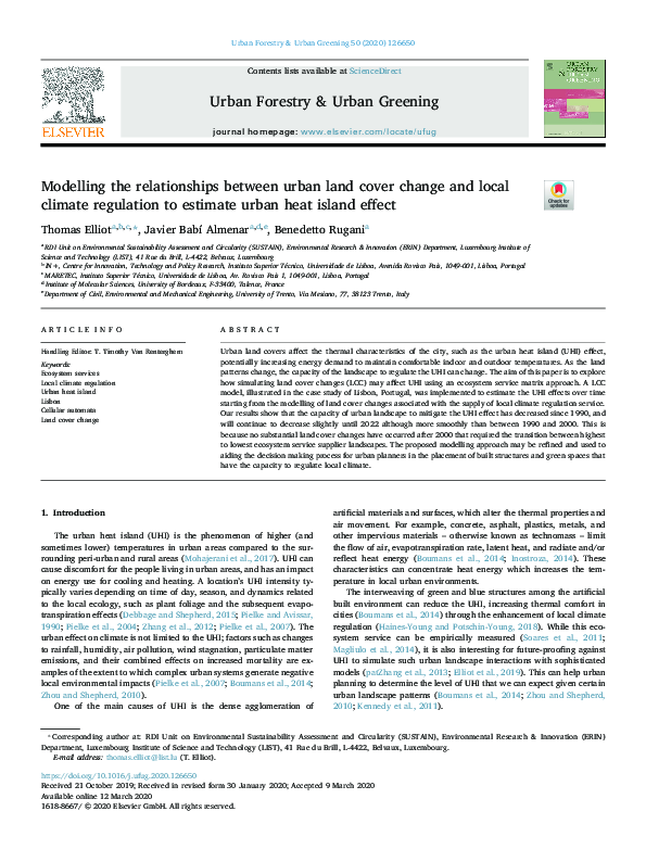 (PDF) Modelling the relationships between urban land cover change and ...