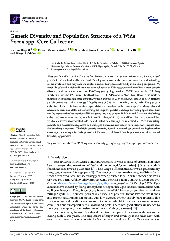 (PDF) Genetic Diversity and Population Structure of a Wide Pisum spp ...