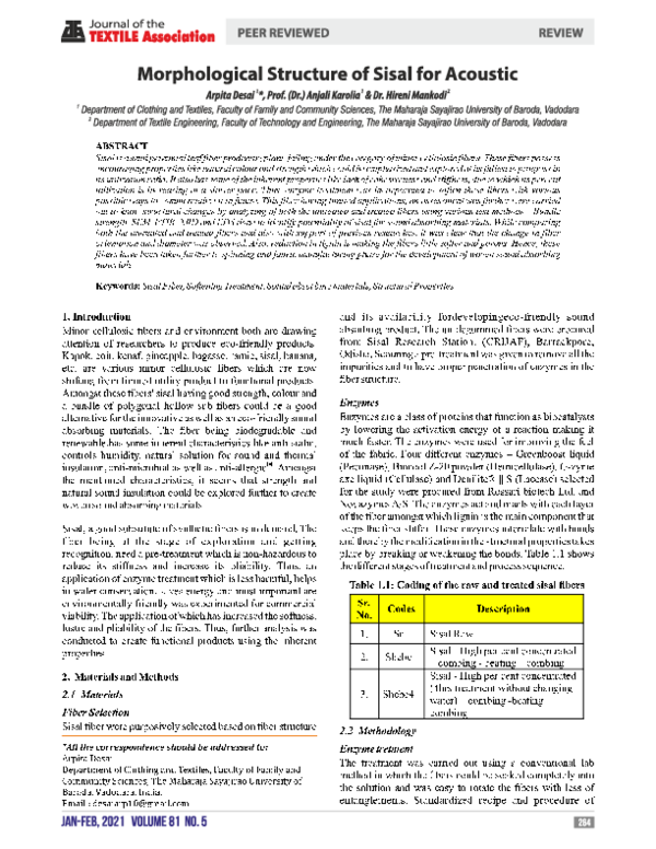 (PDF) Morphological Structure of Sisal for Acoustic