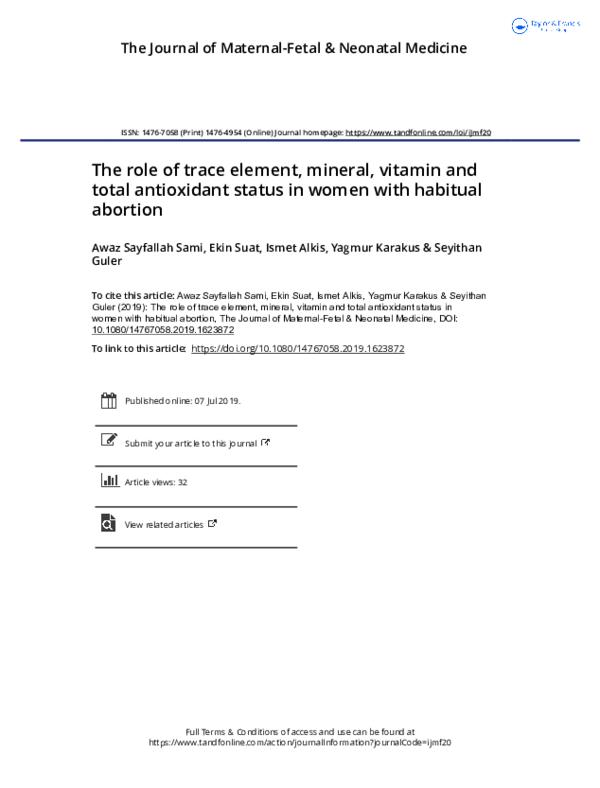 (PDF) The role of trace element, mineral, vitamin and total antioxidant ...