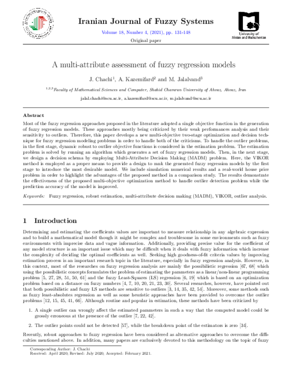 (PDF) A multi-attribute assessment of fuzzy regression models