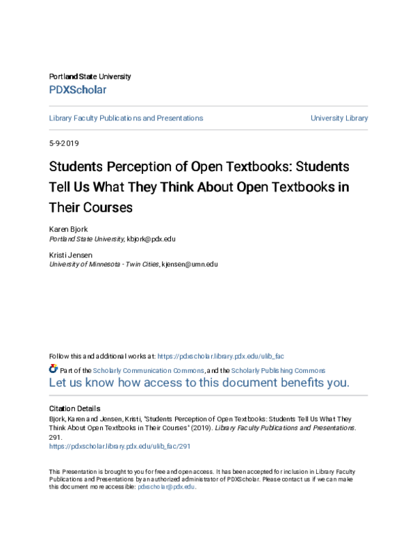 (PDF) Students Perception of Open Textbooks: Students Tell Us What They ...