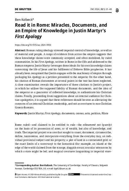 (PDF) Read it in Rome: Miracles, Documents, and an Empire of Knowledge ...