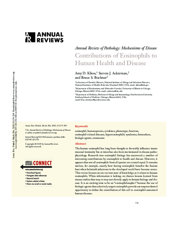 (PDF) Contributions of Eosinophils to Human Health and Disease