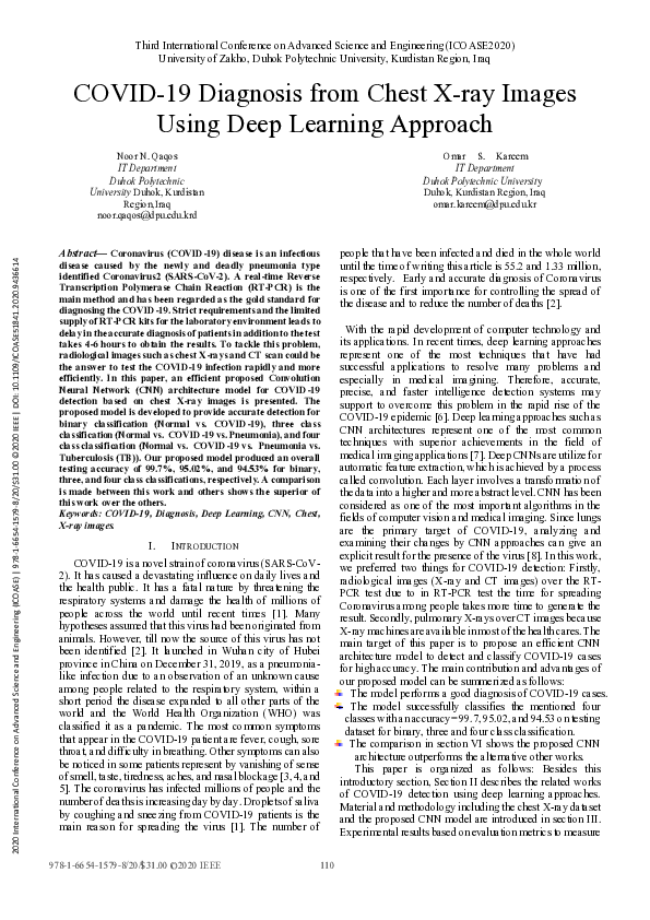 (PDF) COVID-19 Diagnosis from Chest X-ray Images Using Deep Learning ...