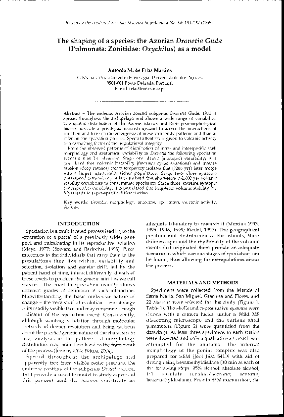 (PDF) The shaping of a species: the Azorian Drouetia Gude (Pulmonata ...