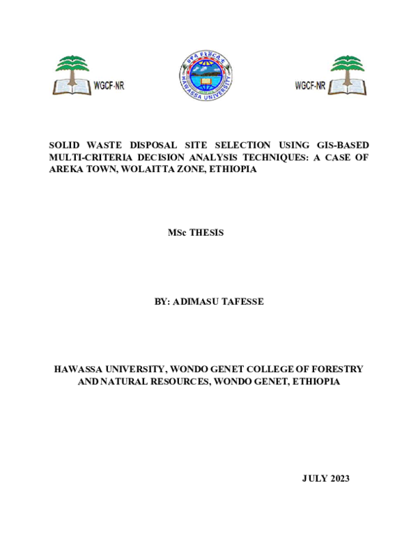 (PDF) SOLID WASTE DISPOSAL SITE SELECTION USING GIS-BASED MULTI ...