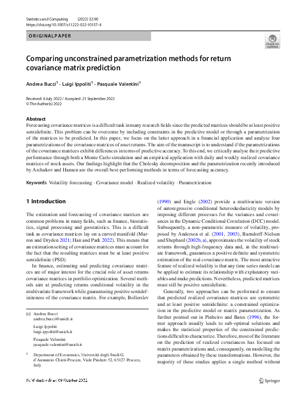(PDF) Comparing unconstrained parametrization methods for return ...