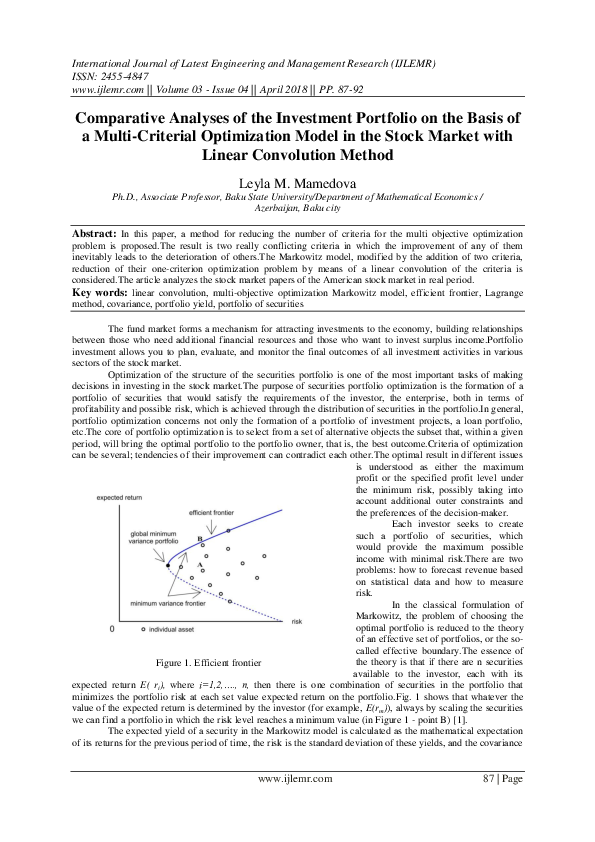 (PDF) Comparative Analyses of the Investment Portfolio on the Basis of ...