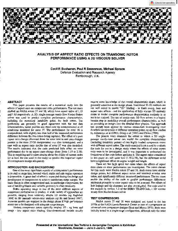 (PDF) Analysis of Aspect Ratio Effects on Transonic Rotor Performance ...