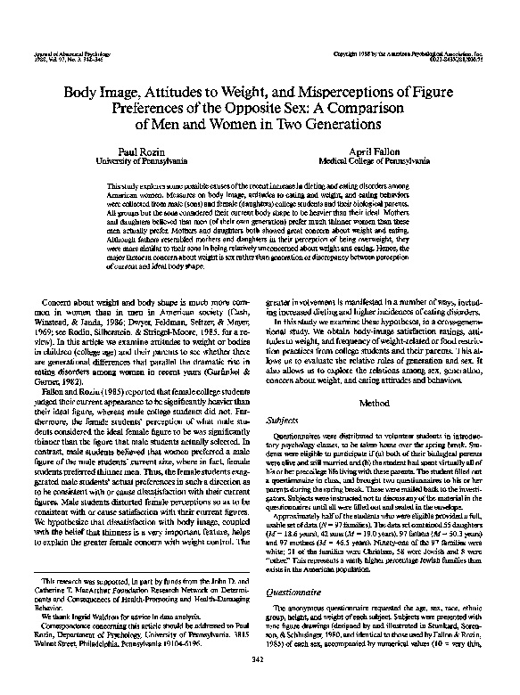 (PDF) Body image, attitudes to weight, and misperceptions of figure ...