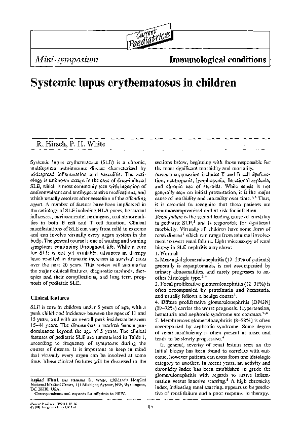 (PDF) Systemic lupus erythematosus in children