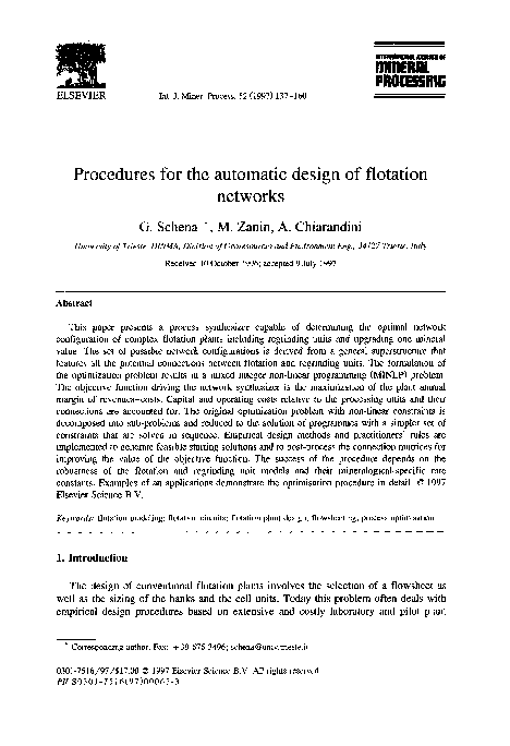 (PDF) Optimizing Flotation Network Design Automatically