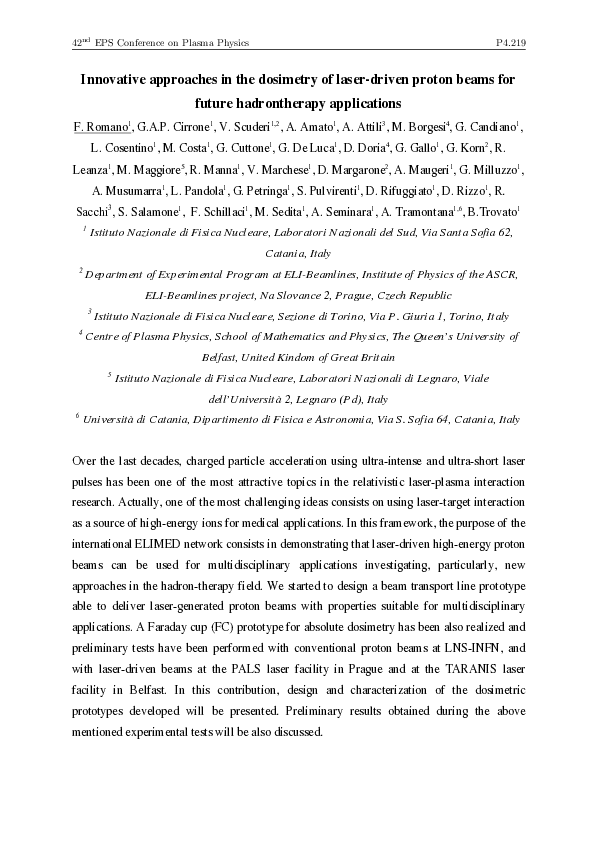 (PDF) Innovative approaches in the dosimetry of laser-driven proton ...