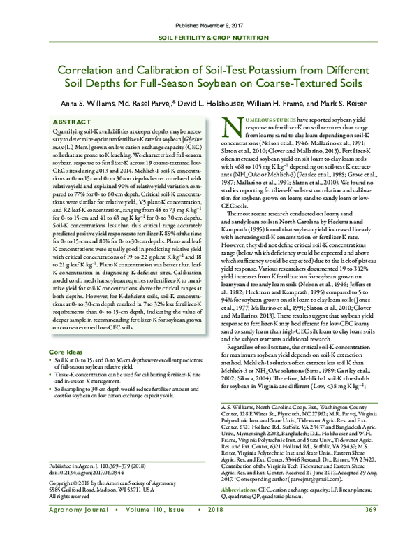 Pdf Correlation And Calibration Of Soil Test Potassium From Different