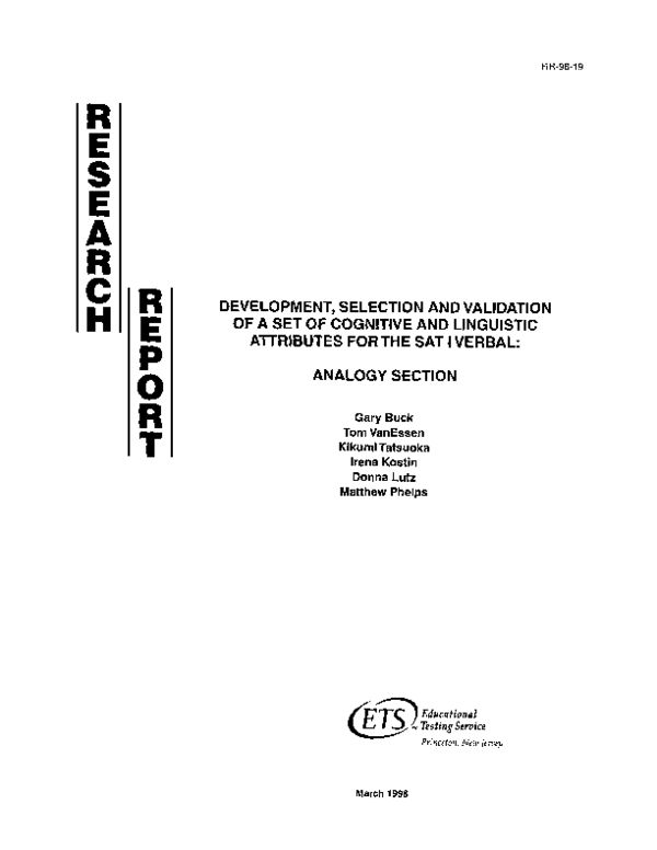 (PDF) Development, Selection and Validation of a Set of Cognitive and ...