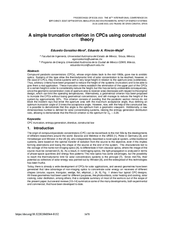 (PDF) A Simple Truncation Criterion in CPCs Using Constructal Theory