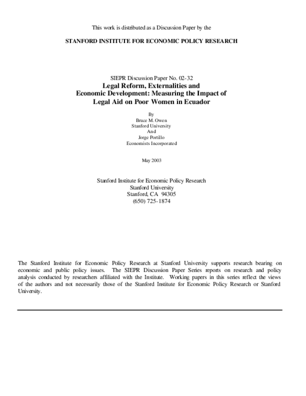 (PDF) Legal Reform, Externalities and Economic Development: Measuring ...