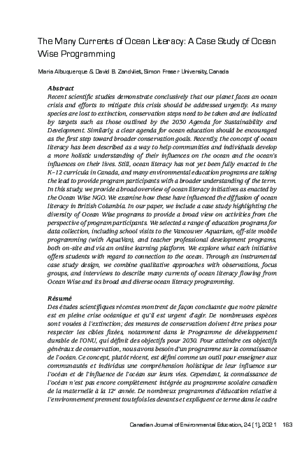 (PDF) The Many Currents of Ocean Literacy: A Case Study of Ocean Wise ...