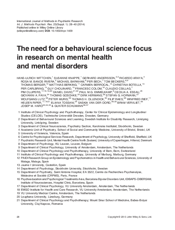 (PDF) The need for a behavioural science focus in research on mental ...