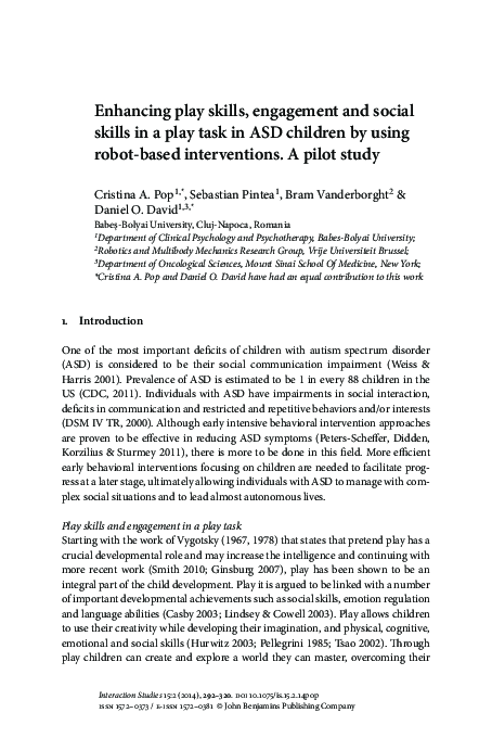 (PDF) Enhancing play skills, engagement and social skills in a play ...