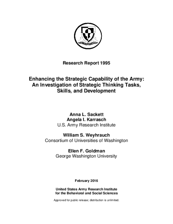 (PDF) Enhancing the Strategic Capability of the Army: An Investigation ...