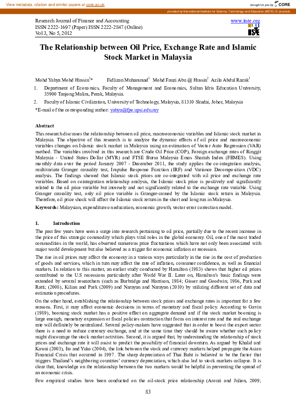 (PDF) The Relationship between Oil Price, Exchange Rate and Islamic ...