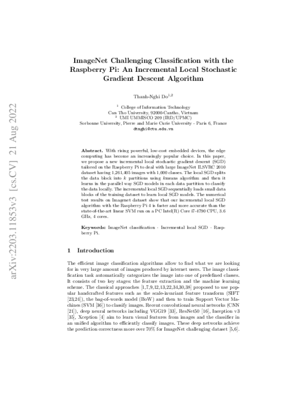 (PDF) ImageNet Challenging Classification with the Raspberry Pi: An ...