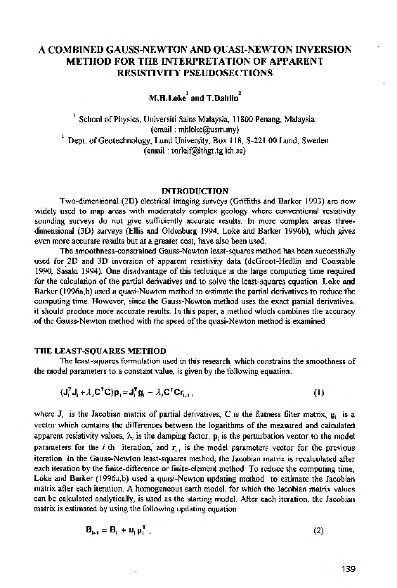 (PDF) A combined Gauss-Newton and quasi-Newton inversion method for the ...