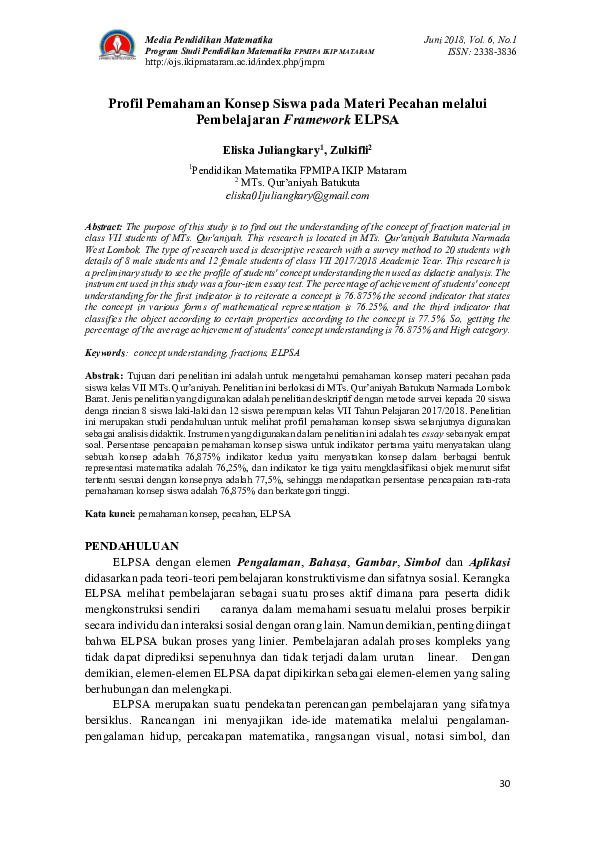 (PDF) Profil Pemahaman Konsep Siswa Kelas VII Mts. Qur’Aniyah Pada ...