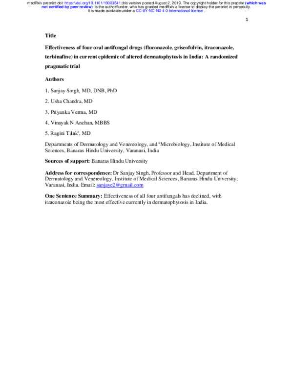 (PDF) Limited effectiveness of four oral antifungal drugs (fluconazole ...