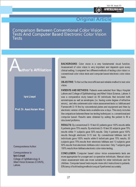 (PDF) Comparison between conventional color vision tests and computer ...